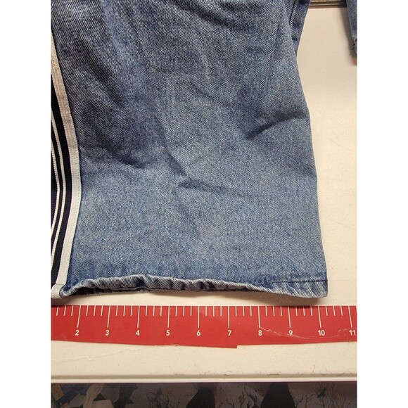 Blue Lace Up Mid Rise Flare Leg Side Stripes Y2K Rare Jeans Size 9 - Picture 9 of 10